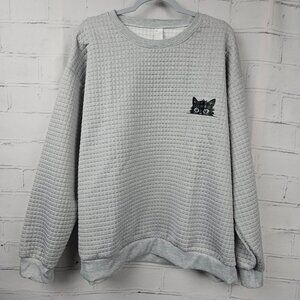 Cozy Gray Quilted Style Sweatshirt Cat Kitty Womens 5X Comfort Lightweight
